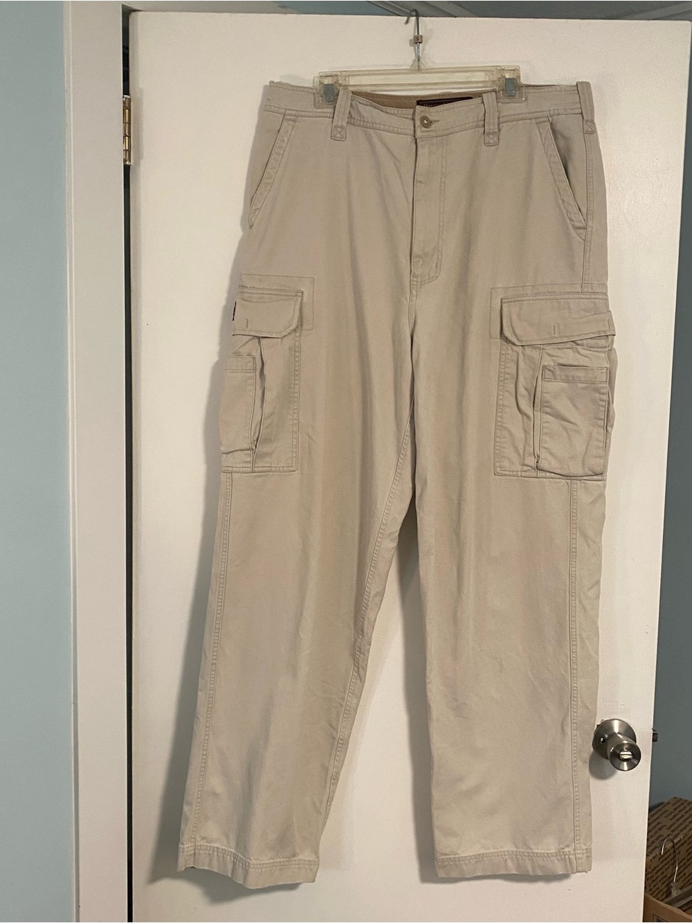 Vtg Y2K 2000s Abercrombie 36x30 Khaki 100% Cotton Loose Fit Cargo Pants Work Men